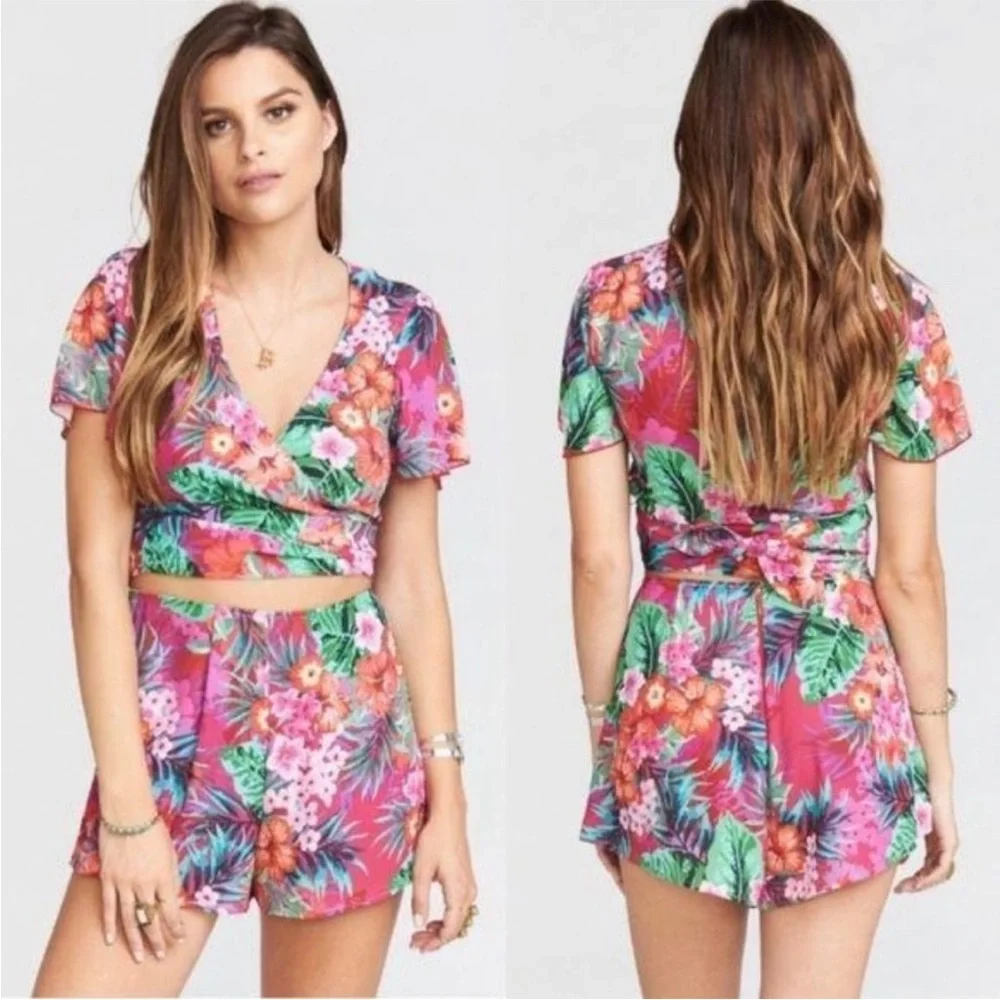 Show Me Your MuMu Pink Tropical Floral Crop and Shorts Set